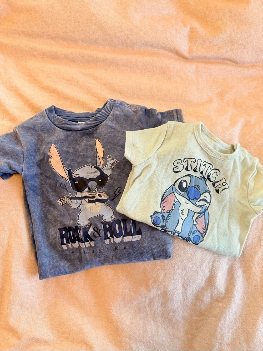 Disney Baby’s Stitch Graphic Onsies in Blue and Light Green